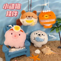 Cute Marine Animal Plush Keychain for Backpacks and Keys