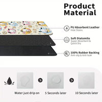 Plaid Absorbent Non-Slip Diatomaceous Earth Bathroom Mat Set
