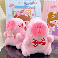 Funny Capybara Plush Toy Keychain with Bow or Clown Hat, 11cm Tall