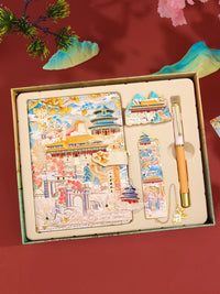 Cityscape Journal Gift Set with Notebook, Pen, and Fridge Magnet - Student & Travel Souvenir