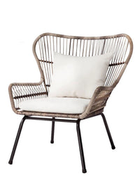 Outdoor Rattan Wicker Chair and Table Set for Patio Garden Balcony - 3 Piece Nordic Style
