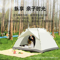 Automatic Pop-Up Camping Tent for 3-4 People, Double Layer, Thickened, UV Protection, Outdoor Beach Shelter