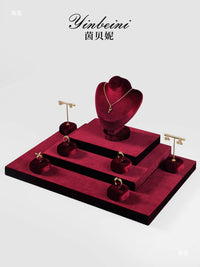 Velvet Jewelry Display Stands for Countertop, Bracelet, Necklace, Ring, and Earring Organizer