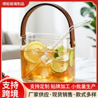 High Borosilicate Glass Fruit Basket Ice Bucket with Handle for Picnics and Parties