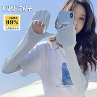 UV Protection Fingerless Ice Silk Arm Sleeves for Women - Breathable Sun Protection for Driving & Outdoor Activities