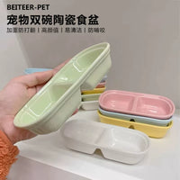 Hagen Ceramic Double Bowl Feeder for Parrots and Young Birds, Tip-Proof Food and Water Dish
