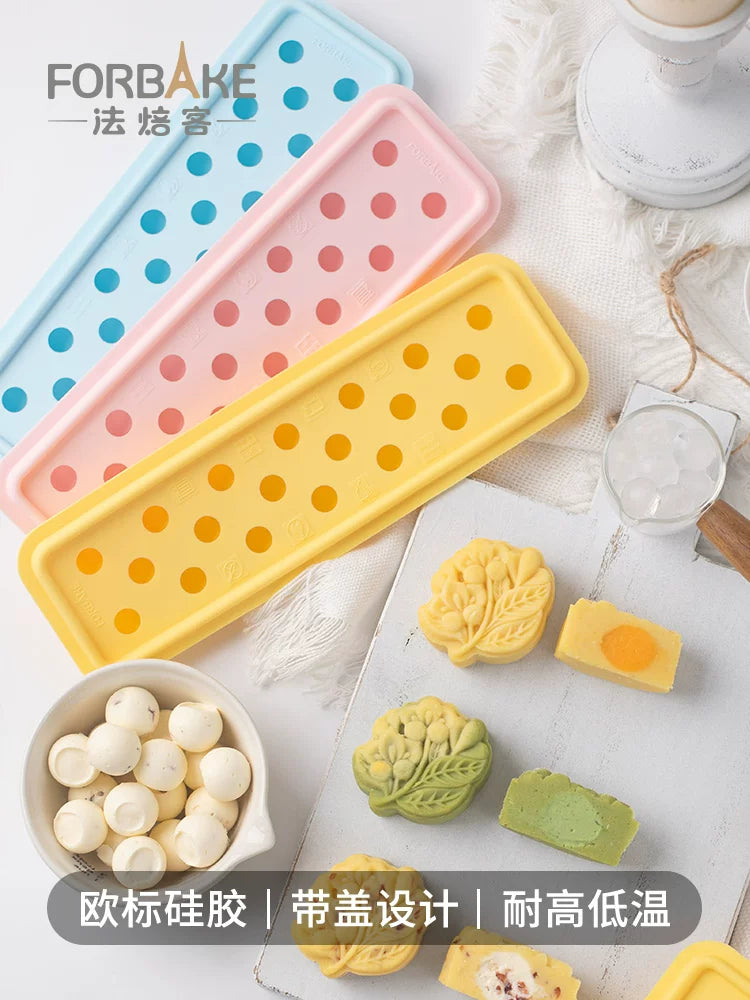 Faybake Silicone Mooncake Filling Mold with Lid for Ice Cubes, Yogurt, and Custard