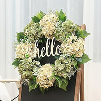 Haobei Summer Hydrangea Green Leaf Wreath for Front Door Decor