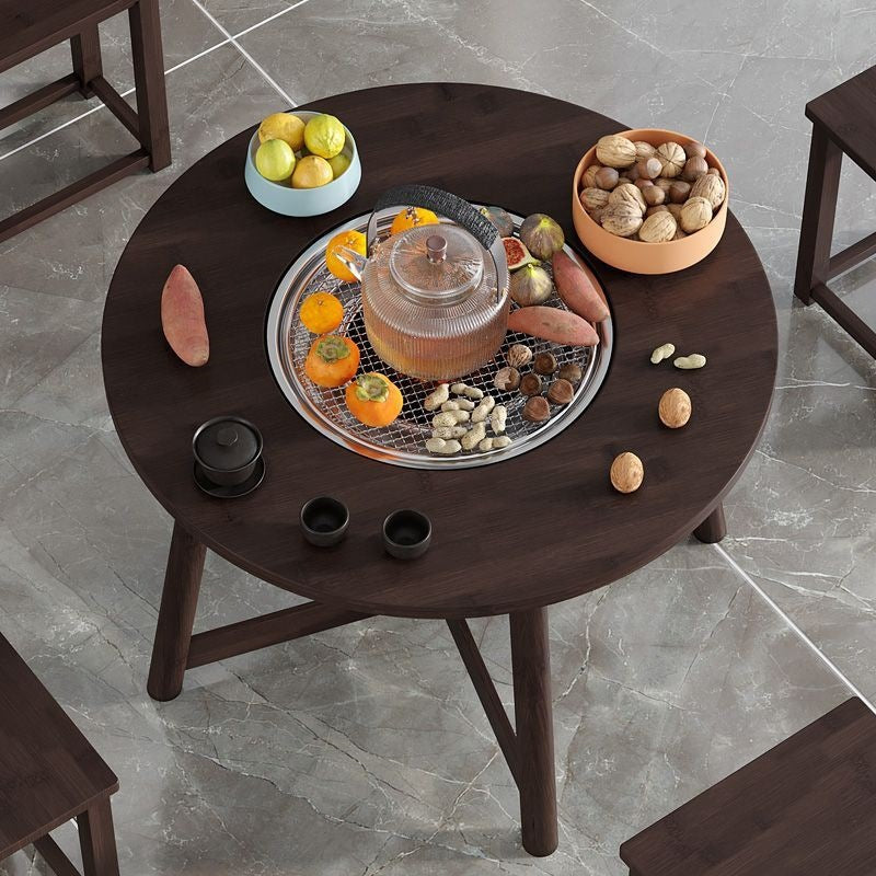 Indoor Outdoor Camping Tea Table with Charcoal Grill Fire Pit Set for Home Balcony