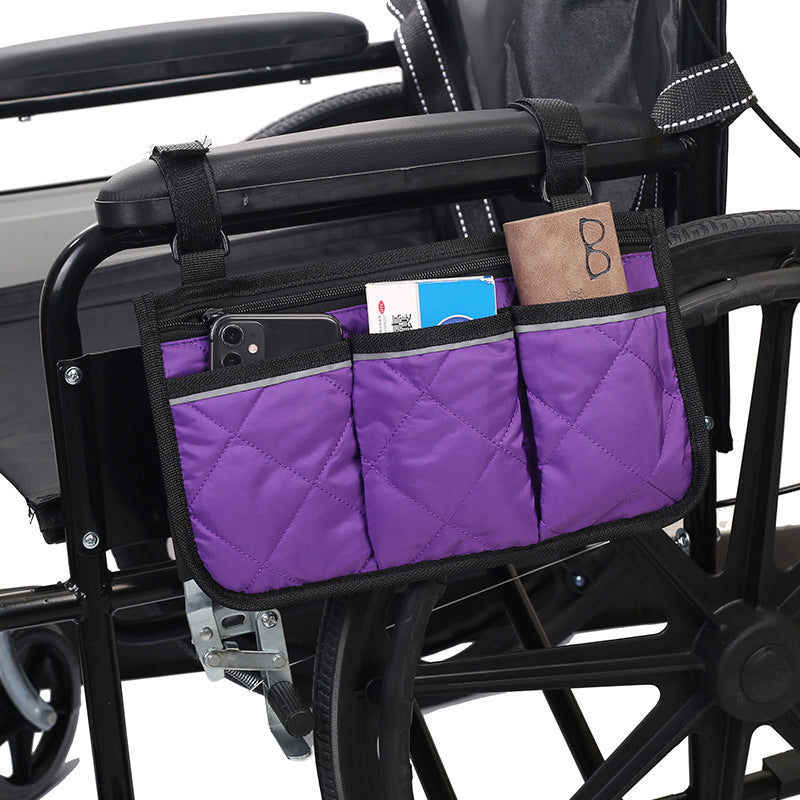Wheelchair Armrest Side Storage Bag Multi-Pocket Stroller Organizer