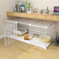 Multi-Tier Cat Cage with Litter Box, Indoor Large Space Cat House for Small Cats