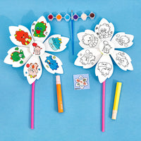 Kids' DIY Cartoon Pinwheel Painting Kit - Creative Graffiti Hand-Painted Paper Windmill for Children