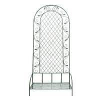 American Retro Iron Trellis with Tray for Climbing Plants, Balcony Bird Screen Rose Garden Support