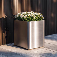 Outdoor Stainless Steel Planter Box with Wheels - Movable Garden Flower Pot, Round/Irregular Shapes