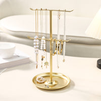 2-Tier Metal Jewelry Organizer Stand for Bracelets, Necklaces, Sunglasses, and Headbands