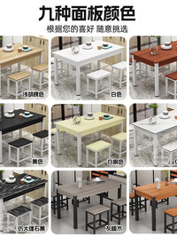 Commercial Dining Table and Chair Set for Restaurants and Canteens, Rectangular Fast Food Table with Stools