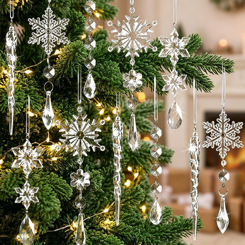Christmas Acrylic Snowflake Icicle Ornaments Set