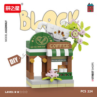 Mini Street View Building Blocks Cafe Flower Ice Cream Shop Model Educational Toy