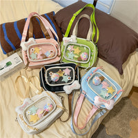 2026 Summer Large Capacity JK Shoulder Crossbody Tote Bag with Clear Display Pocket