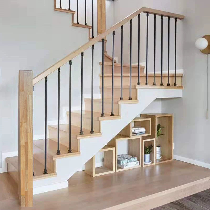 Modern Minimalist Wrought Iron Staircase Railing Baluster for Small Spaces and Bay Windows
