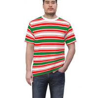 Unisex Striped Contrast Crew Neck T-Shirt