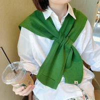Korean Style Solid Color Knitted Shawl for Women, Autumn/Winter Fashion Scarf