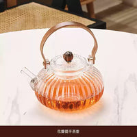 Heat-Resistant Petal Glass Teapot Set with Warmer and Cups for Loose Leaf Tea