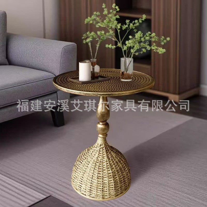 Rattan Iron Side Table for Living Room Patio Study Cafe Bar Hotel