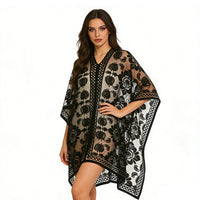 Women's Floral Pattern Sheer Beach Cover-Up Cardigan