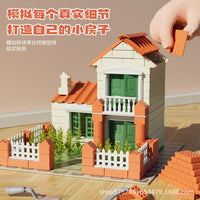 Kids DIY Masonry Building Kit Miniature House Construction Cement Brick Toy