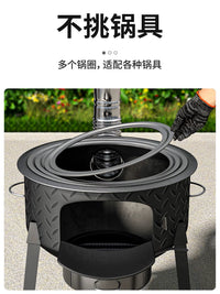 Portable Wood-Burning Stove for Outdoor Camping and Home Heating, with Reinforced Steel Base