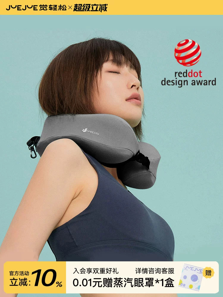Jueqingsong Memory Foam U-Shaped Travel Neck Pillow with Hood