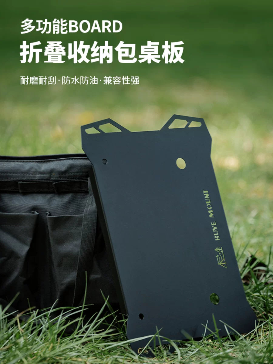 Outdoor Camping Storage Box with Lid and Tabletop, Multi-functional Gas Tank Table Board, Light Stand Compatible