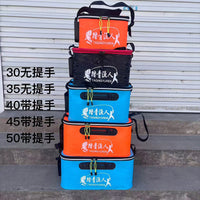 Thickened Foldable Fishing Bucket Live Fish Container with Side Pocket for Fishing Supplies