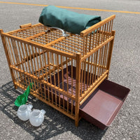 Bamboo & Plastic Bird Bath Cage for Thrushes and Other Birds