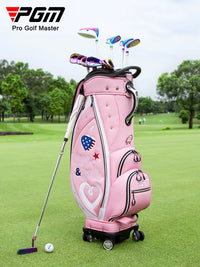 PGM Women's Golf Travel Bag Hard Shell Retractable Club Bag with Wheels
