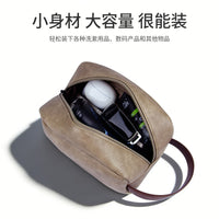 Men's PU Leather Waterproof Toiletry Bag for Travel and Business