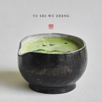 Wabi-Sabi Glazed Ceramic Matcha Bowl with Textured Finish and Eagle Beak Spout