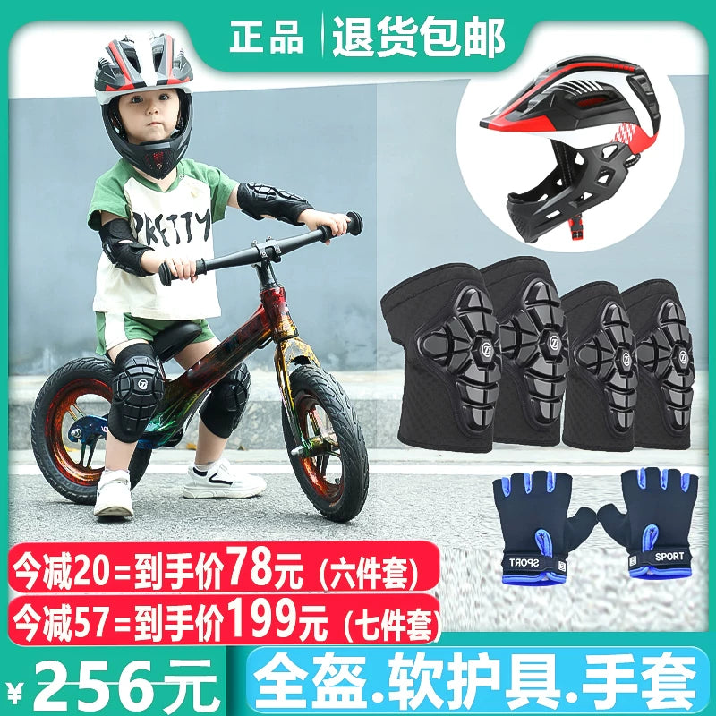 Kids' Bike Helmet and Protective Gear Set for Cycling, Skating, and Scooter Riding