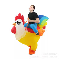 Inflatable Rooster Mascot Costume for Halloween Parties and Performances, Adult and Kids Ride-On Animal Outfit