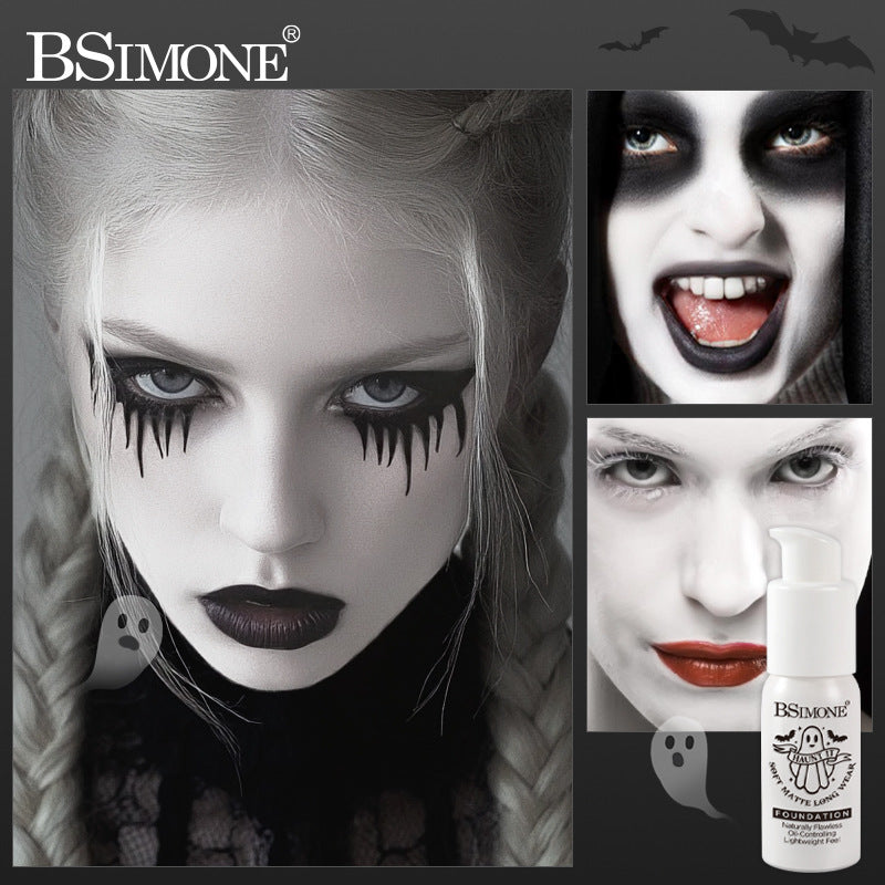 Halloween White Face Paint Foundation for Stage Makeup, Full Coverage, Long-lasting, Smudge-proof