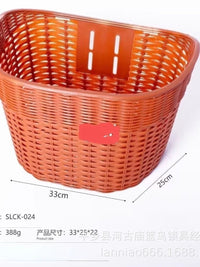 Bicycle Front Basket with Lid or Lidless - Thickened Plastic Woven Design for Electric Bikes