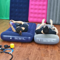 Inflatable Air Mattress for Home and Outdoor Use, Portable Folding Single/Double Air Bed with Built-in Pillow