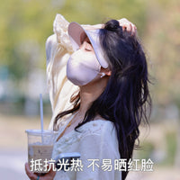 Summer UV Protection Full Face Mask with Ear Hooks and Brim, Breathable Ice Silk Sunshade