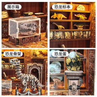 DIY Miniature Wooden Book Nook Model Kit - Dinosaur Research Institute 3D Puzzle