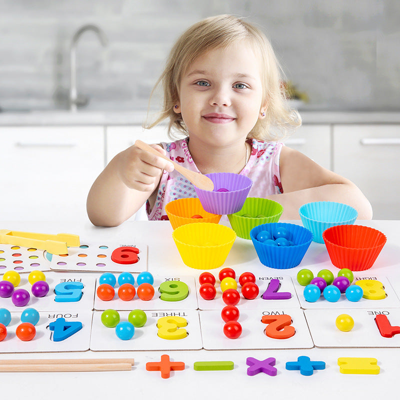 Kids Bead Clip Ball Color Sorting Toy, Early Education Fine Motor Skill Training Montessori Toy for Toddlers