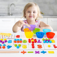 Kids Bead Clip Ball Color Sorting Toy, Early Education Fine Motor Skill Training Montessori Toy for Toddlers