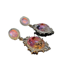 New Chinese Style Amber Dried Flower Waterdrop Gold-Plated S925 Sterling Silver Earrings