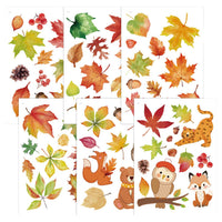 Thanksgiving Autumn Leaves Window Clings, Static Cling Glass Decals for Cabinets, Removable & Glue-Free