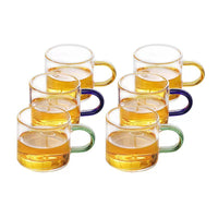 Heat-Resistant Borosilicate Glass Teacups with Colored Handles, Chinese Kung Fu Tea Set